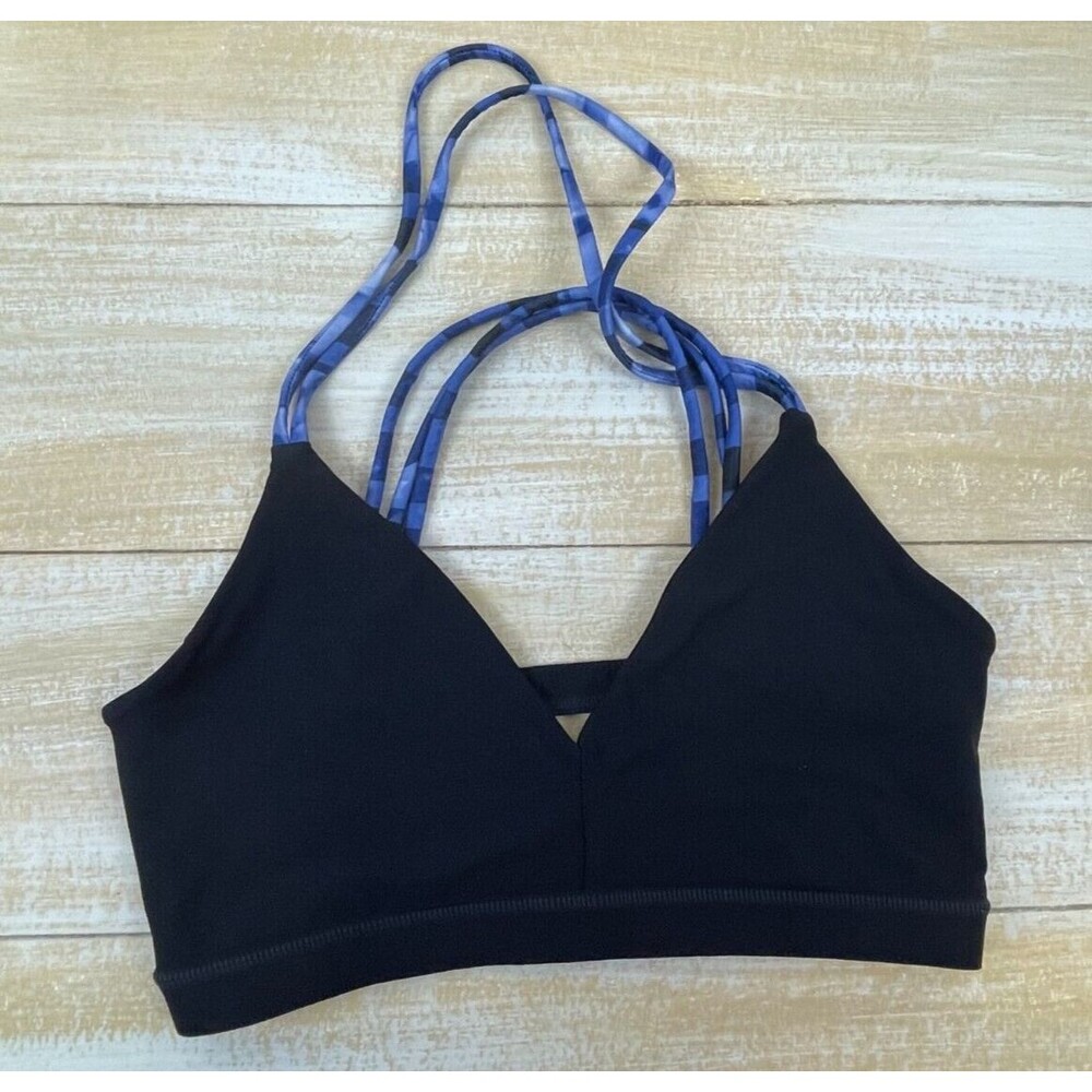 MONDETTA Black & Blue V-neck Cross Back Sports Bra Size Medium